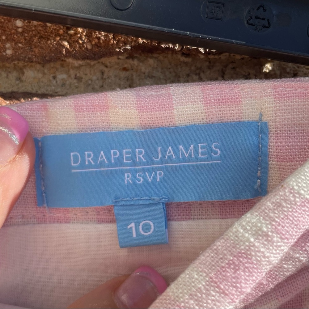 Nwt Draper James skirt RSVP Pink White Gingham plaid ruffle hem womens 10 - Picture 9 of 9
